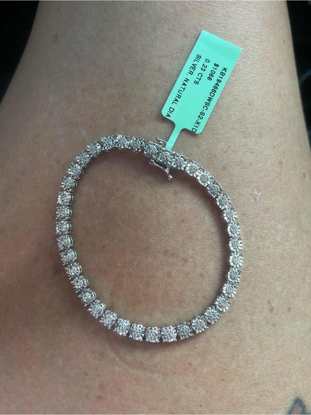 7.5” Classic Silver Tennis Bracelet with natural diamond Stones - Women Jewelry